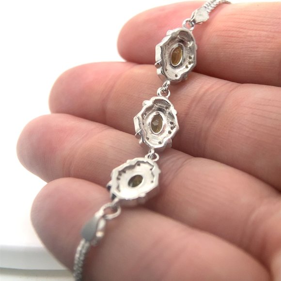 Peridot 2.78ct Platinum Finish Solid 925 Sterling Silver Bracelet - Picture 6 of 8